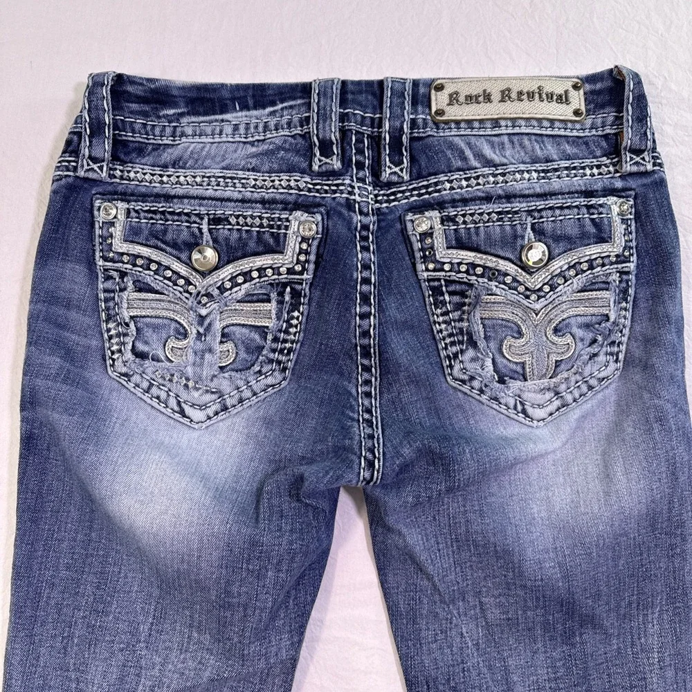 Rock Revival Jeans Women 27   BENITA  SKINNY  rhinestones embelished